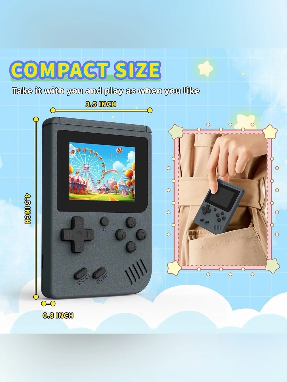 Portable Handheld Gaming Console - Gray